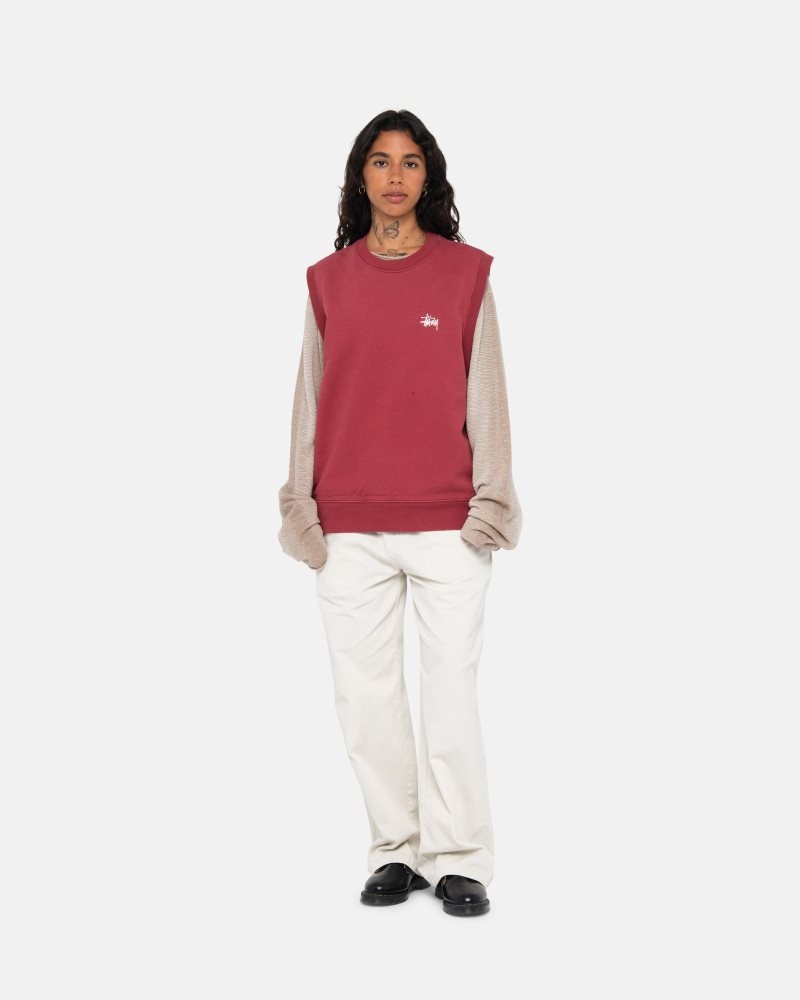 Gilet Stussy Stock Fleece Bordeaux | ZVQ-3826858