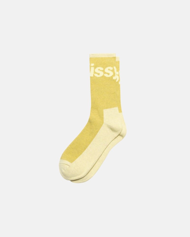 Chaussettes Stussy Logo Jacquard Trail Jaune | BLZ-3006843