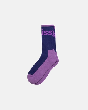 Chaussettes Stussy Logo Jacquard Trail Violet | MMJ-8656306