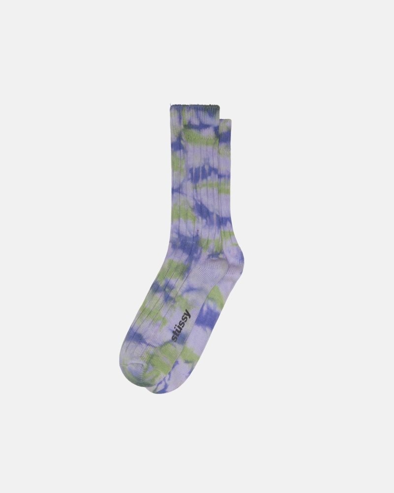 Chaussettes Stussy Multi Dyed Nervuré Purple/Green | QPP-7801118