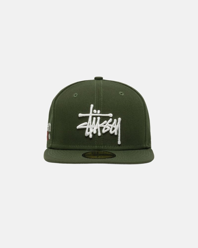 Casquettes Stussy New Era 59fifty Authentic Vert Olive | HPQ-8249398