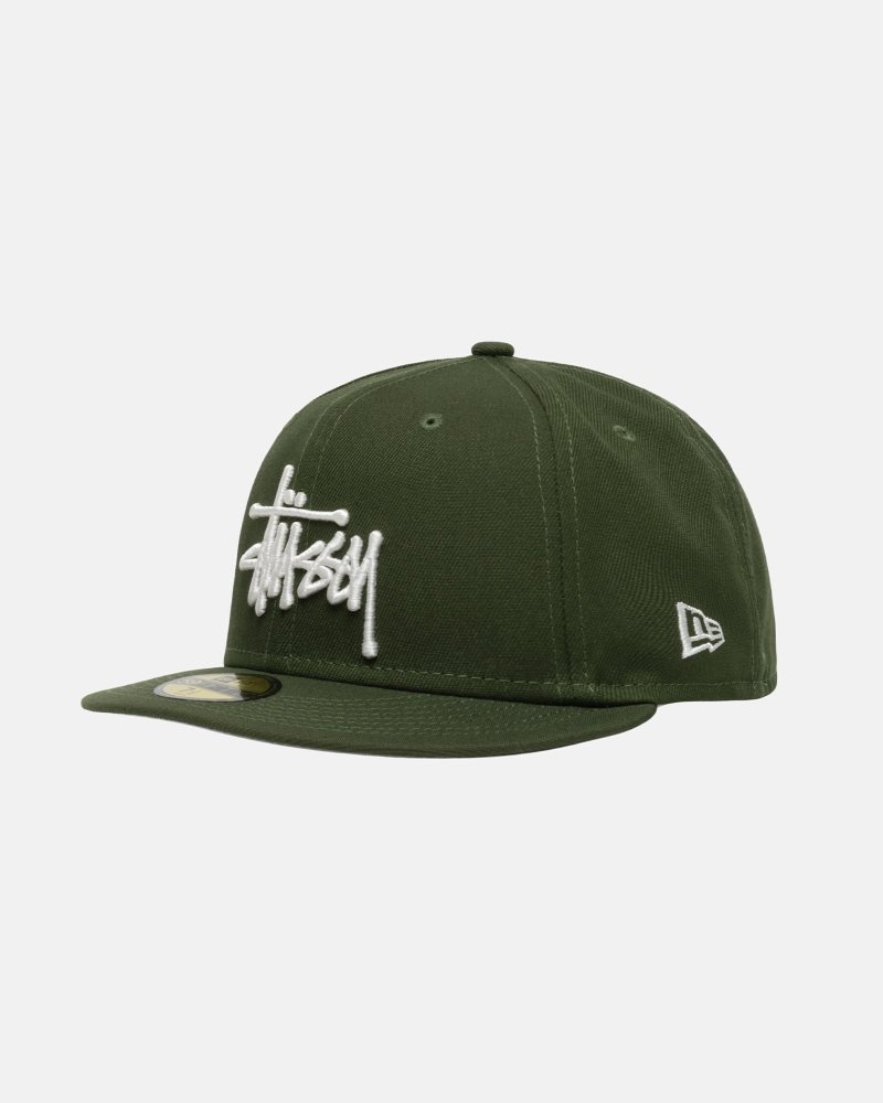 Casquettes Stussy New Era 59fifty Authentic Vert Olive | HPQ-8249398