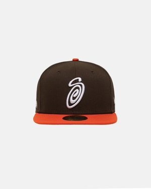 Casquettes Stussy New Era 59fifty Curly S Brown/Orange | QBU-6265767