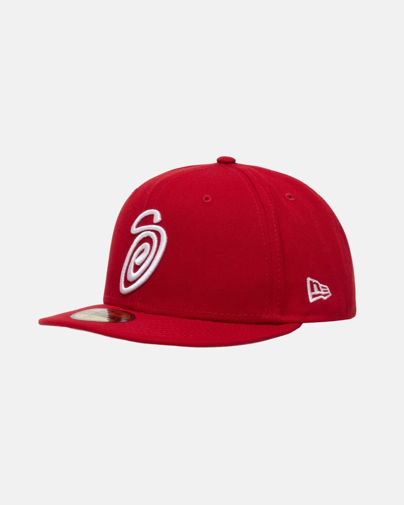 Casquettes Stussy New Era 59fifty Curly S Rouge | EFG-6380048