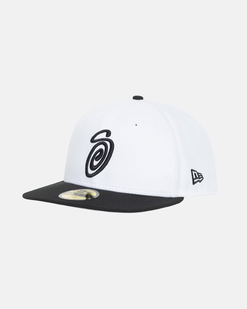 Casquettes Stussy New Era 59fifty Curly S White/Black | CCR-9303404