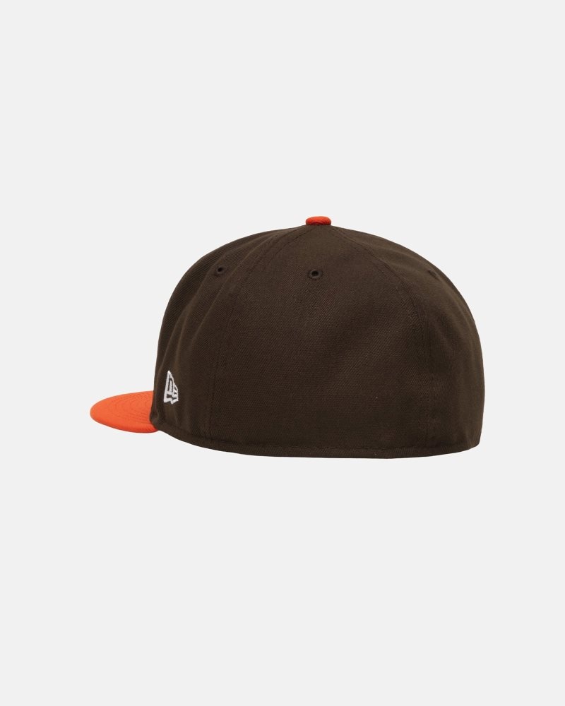 Casquettes Stussy New Era 59fifty Curly S Brown/Orange | QBU-6265767