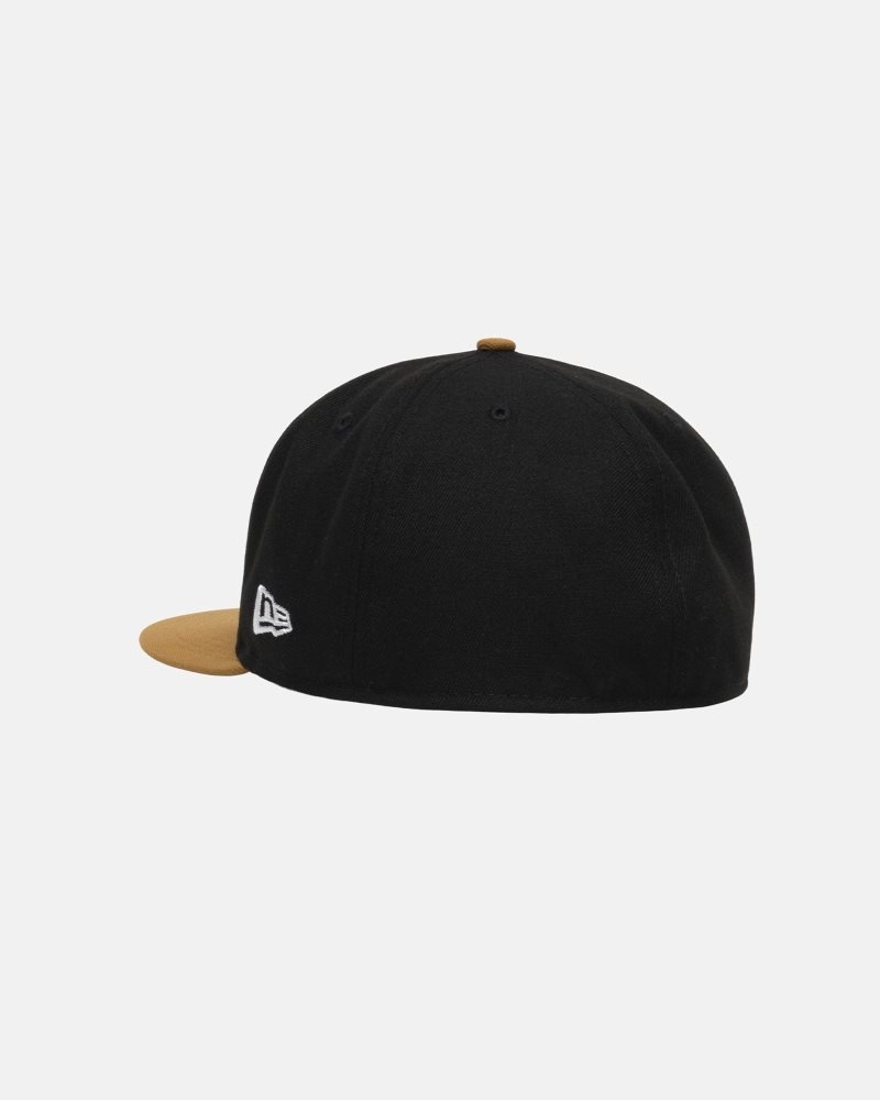 Casquettes Stussy New Era 59fifty Curly S Black/Gold | ESI-6393606