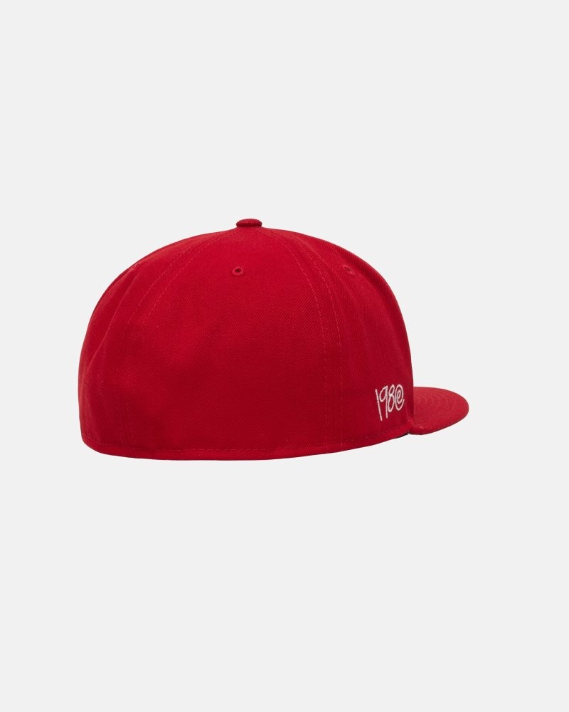 Casquettes Stussy New Era 59fifty Curly S Rouge | EFG-6380048