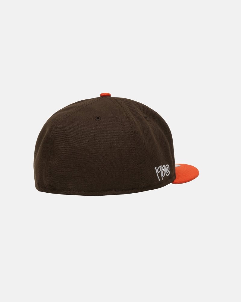 Casquettes Stussy New Era 59fifty Curly S Brown/Orange | QBU-6265767