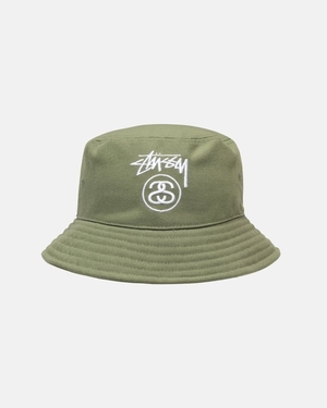 Chapeau Stussy Deep Bucket Stock Lock Vert Olive | VJC-2486122