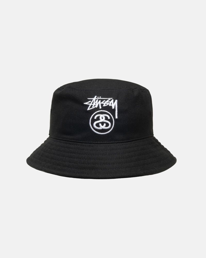 Chapeau Stussy Deep Bucket Stock Lock Noir | VWE-0525955