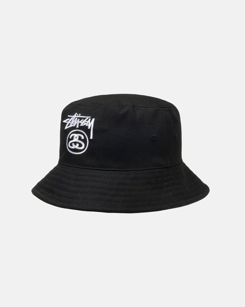 Chapeau Stussy Deep Bucket Stock Lock Noir | VWE-0525955