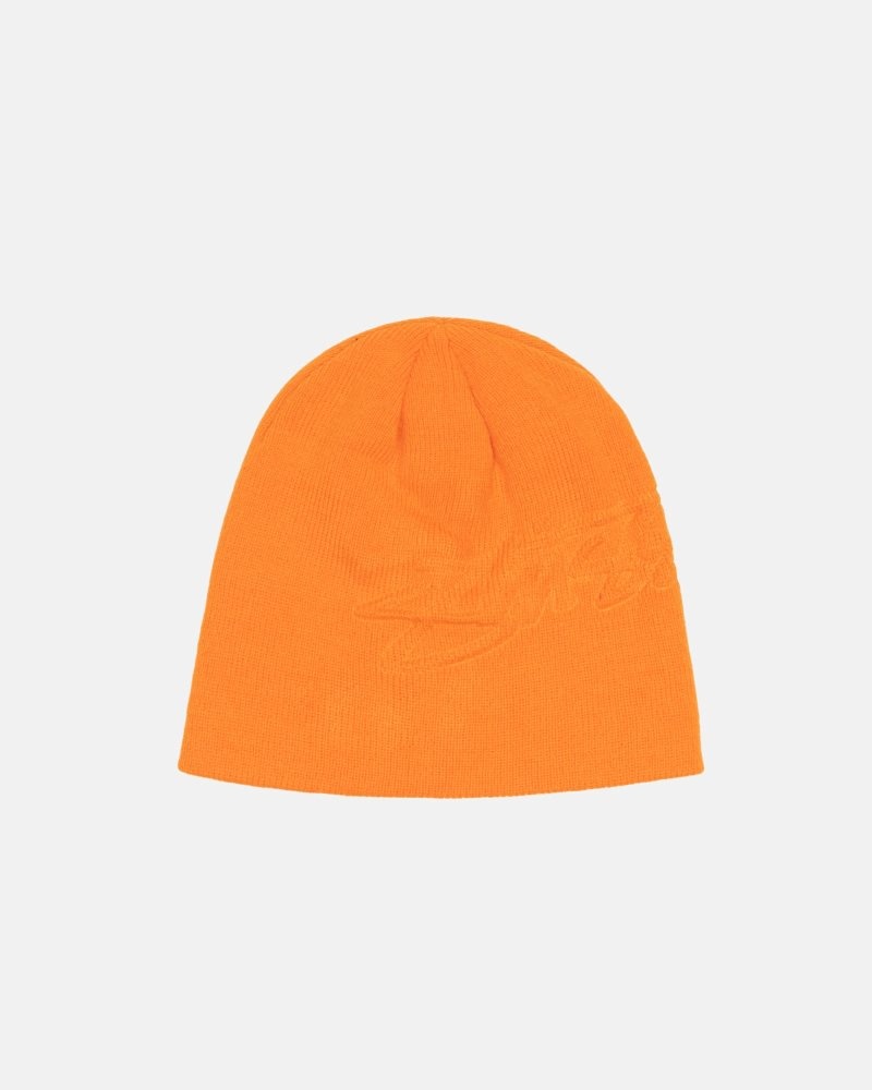 Casquettes Stussy Skull Embossed Smooth Stock Orange | JMT-6209166