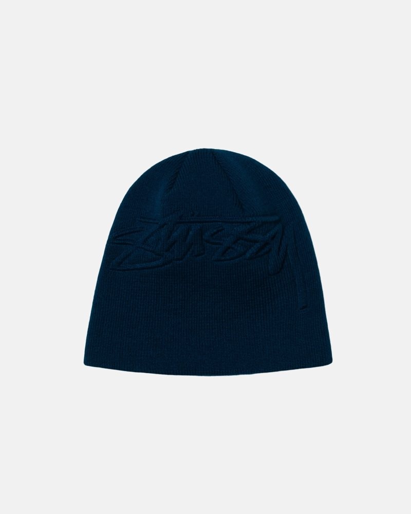 Casquettes Stussy Skull Embossed Smooth Stock Bleu | RYI-9611577